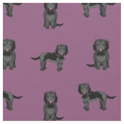 Black cockapoo dog dark purple fabric