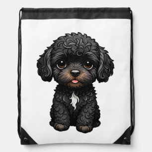 Black Cockapoo Drawstring Bag