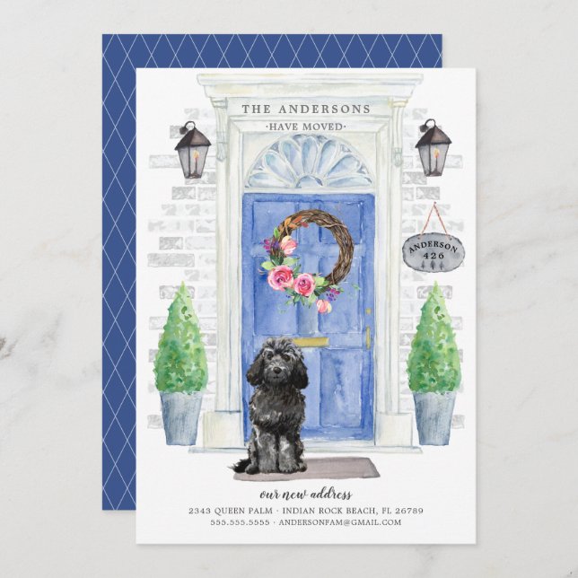 Black Cockapoo Front Door Moving Announcement (Front/Back)