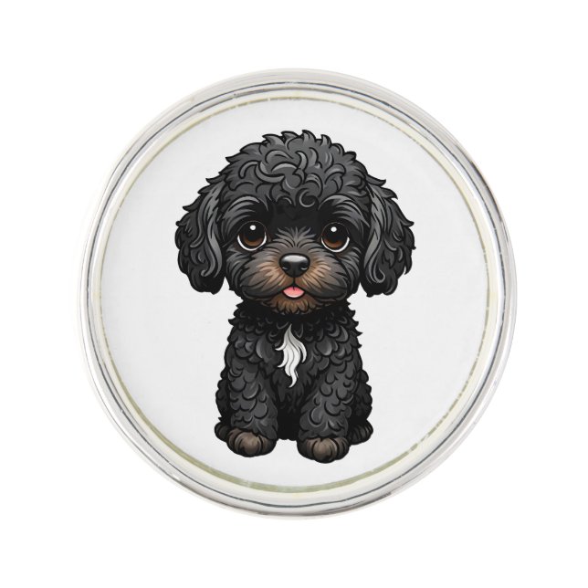 Black Cockapoo Lapel Pin (Front)