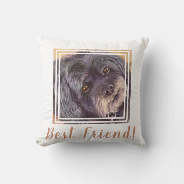 Black CockaPoo Mix Throw Pillow (Front)