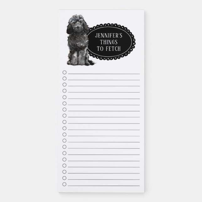 Black Cockapoo Shopping List  Magnetic Notepad (Front)