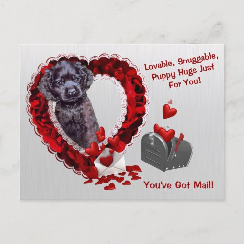 Black Cocker Spaniel 2 Youve Got Mail Puppy Hugs Holiday Postcard