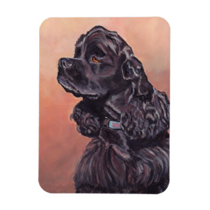 Black Cocker Spaniel Dog Art Flexible Magnet