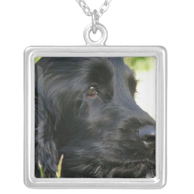 Black Cocker Spaniel Dog Necklace (Front)