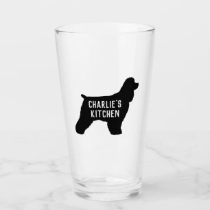 Black Cocker Spaniel Dog Silhouette Personalized Glass