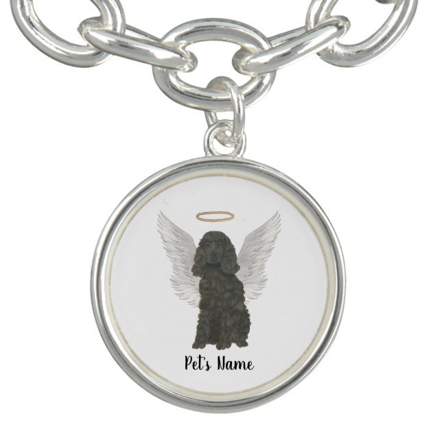 Black Cocker Spaniel Dog Sympathy Memorial Bracelet (Design)