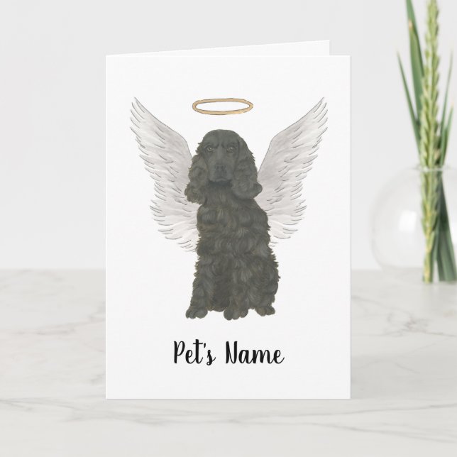 Black Cocker Spaniel Dog Sympathy Memorial  Card (Front)