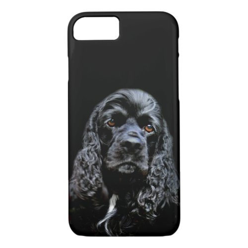 Black cocker spaniel face iPhone 87 case