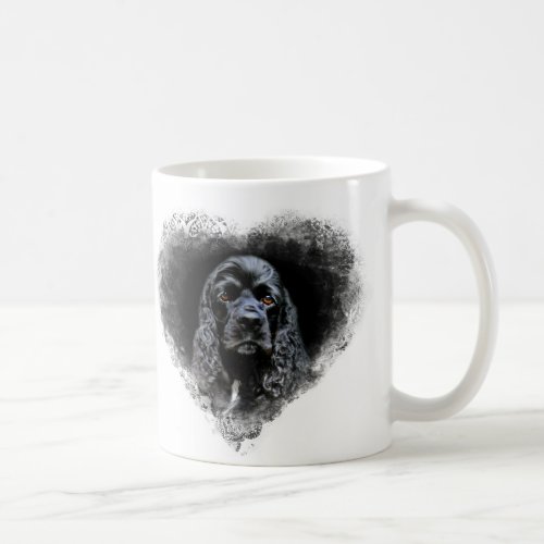 Black cocker spaniel face coffee mug