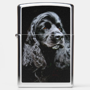 Black cocker spaniel face zippo lighter