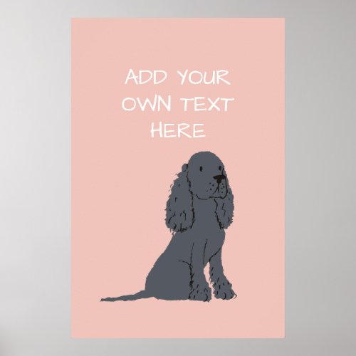 Black Cocker Spaniel Personalised Dog Name Poster