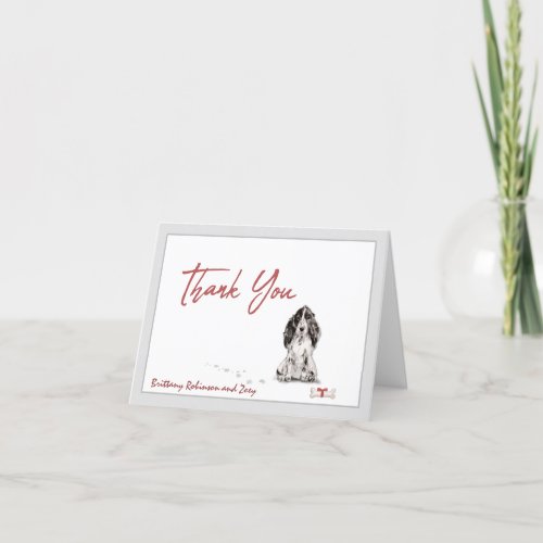 Black Cocker Spaniel Pet Dog Personalize Bone  Thank You Card