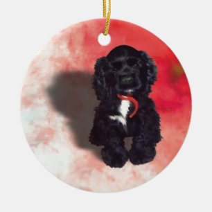 Black Cocker Spaniel Puppy - Abby Ceramic Ornament