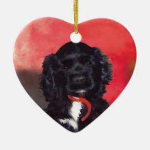 Black Cocker Spaniel Puppy - Abby Ceramic Ornament