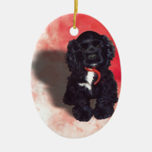 Black Cocker Spaniel Puppy - Abby Ceramic Ornament