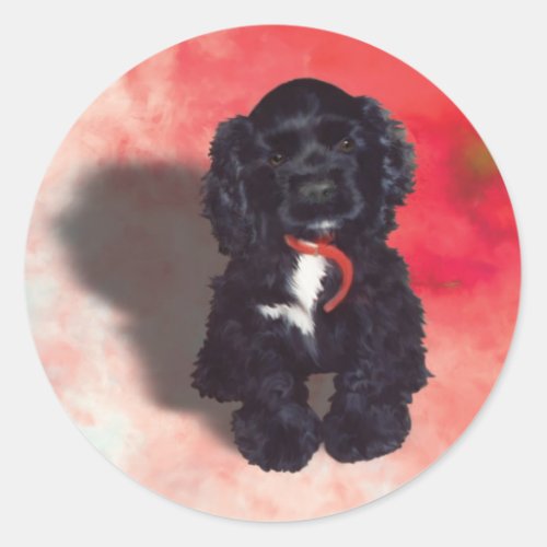 Black Cocker Spaniel Puppy _ Abby Classic Round Sticker