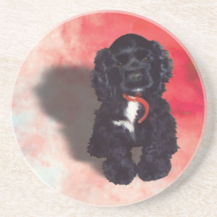 Black Cocker Spaniel Puppy - Abby Drink Coaster