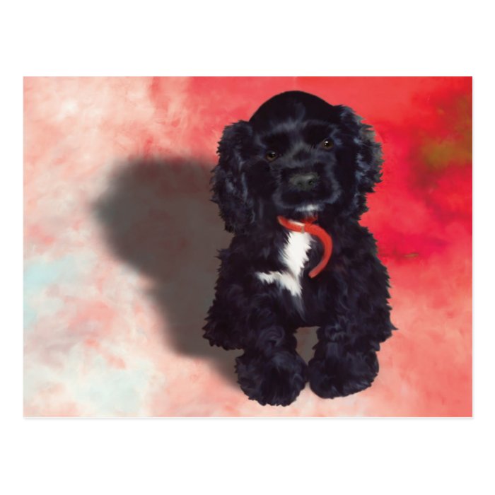 Black Cocker Spaniel Puppy   Abby Postcard