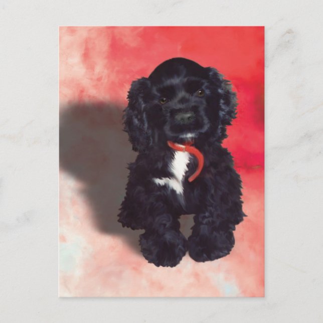 Black Cocker Spaniel Puppy - Abby Postcard (Front)