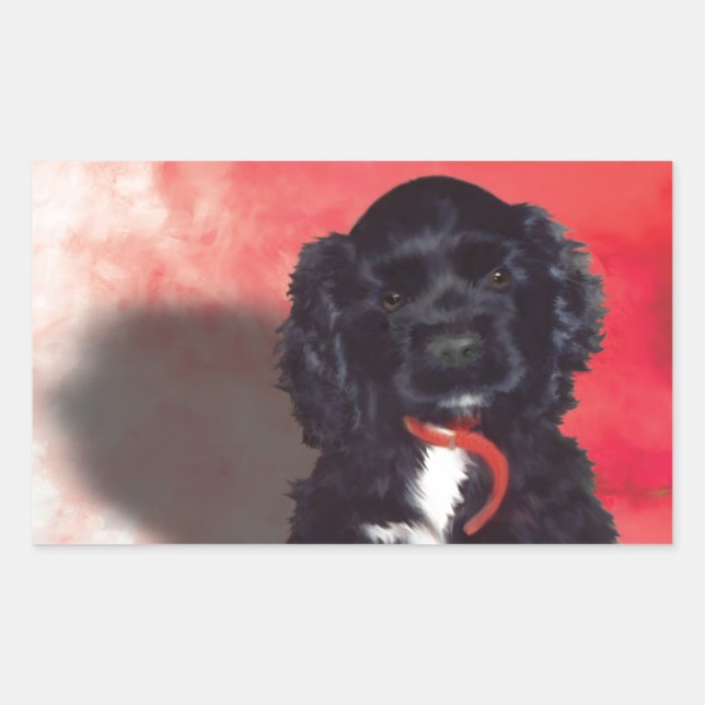 Black Cocker Spaniel Puppy - Abby Rectangular Sticker (Front)