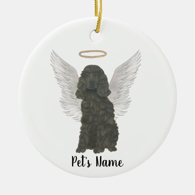 Black Cocker Spaniel Sympathy Memorial  Ceramic Ornament (Front)