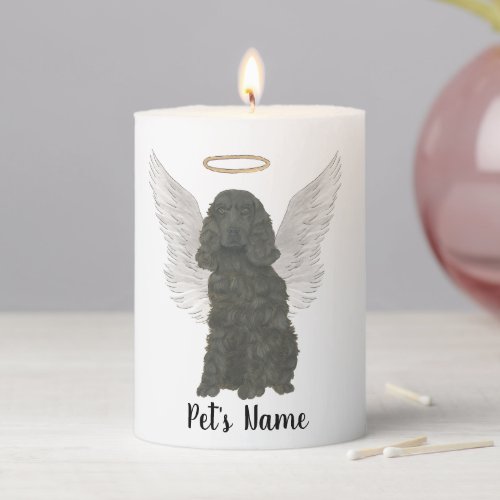 Black Cocker Spaniel Sympathy Memorial Pillar Candle