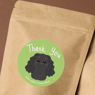 Black Cocker Spaniel Thank You Green Small Busines Classic Round Sticker