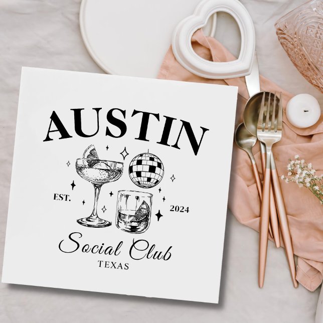 Black Cocktail And Disco Ball Bachelorette Party Napkins (Creator Uploaded)