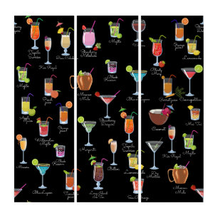 black cocktails alcohol mixed drinks triptych