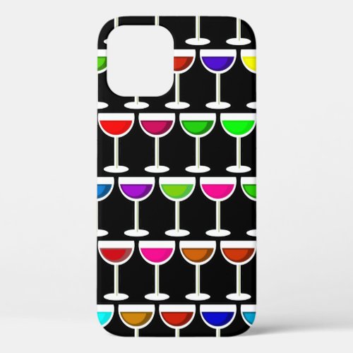 black cocktails wine glasses iPhone 12 case