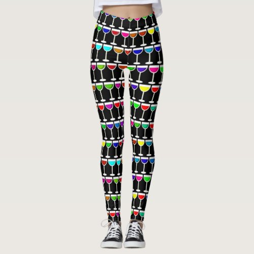 black cocktails wine glasses leggings