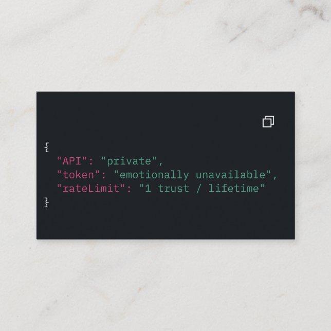 Black Coder Quote Business Card – Customizable (Front)