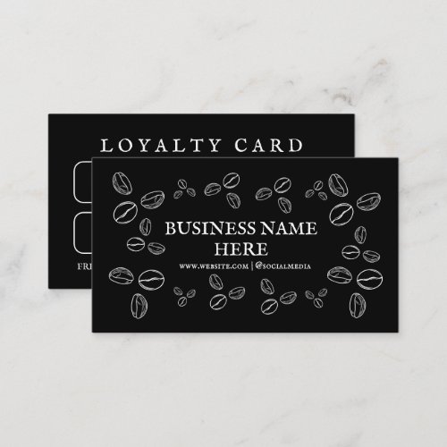 Black Coffee Beans Caf Coffee Shop  Loyalty Card