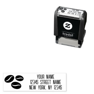 Black coffee beans custom return address self-inking stamp
