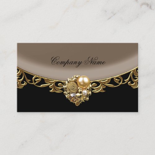 Black Coffee Brown Gold Elegant Boutique Profile Business Cards