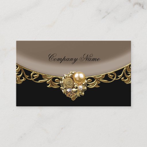 Customizable Black Coffee Brown Gold Elegant Boutique Profile Business Cards