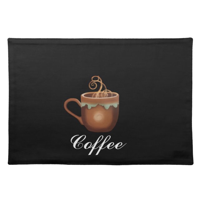 Black Coffee Cup Kitchen Place Mat (Front)