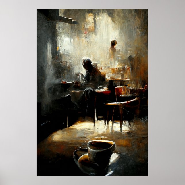 Black Coffee Jazz-Inspired Painting Poster (Front)