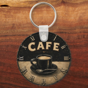 Black Coffee Minimalist Vintage Coffee Lover  Keychain