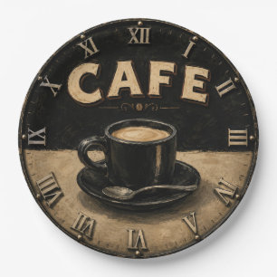 Black Coffee Minimalist Vintage Coffee Lover  Paper Plates