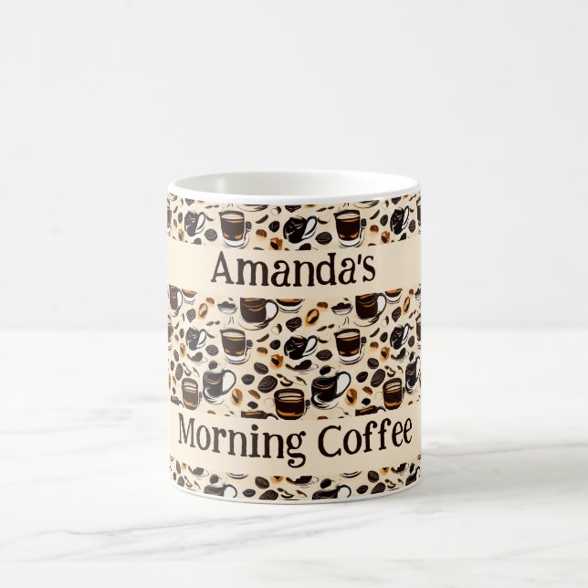 Black Coffee Oil Paint Pattern Personalized  Coffee Mug (Center)