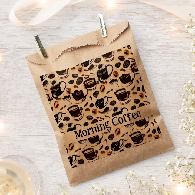 Black Coffee Oil Paint Pattern Personalized Favor Bag (Clipped)