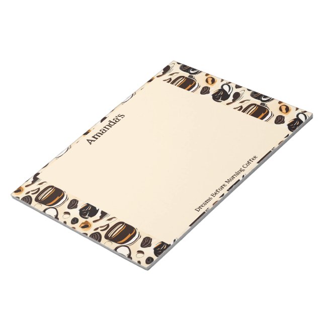 Black Coffee Oil Paint Pattern Personalized  Notepad (Angled)