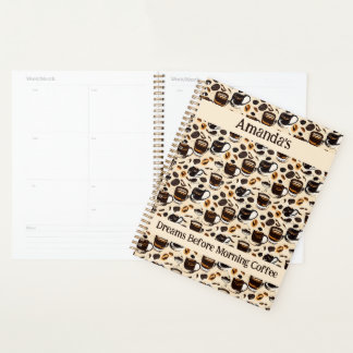 Black Coffee Oil Paint Pattern Personalized Planner