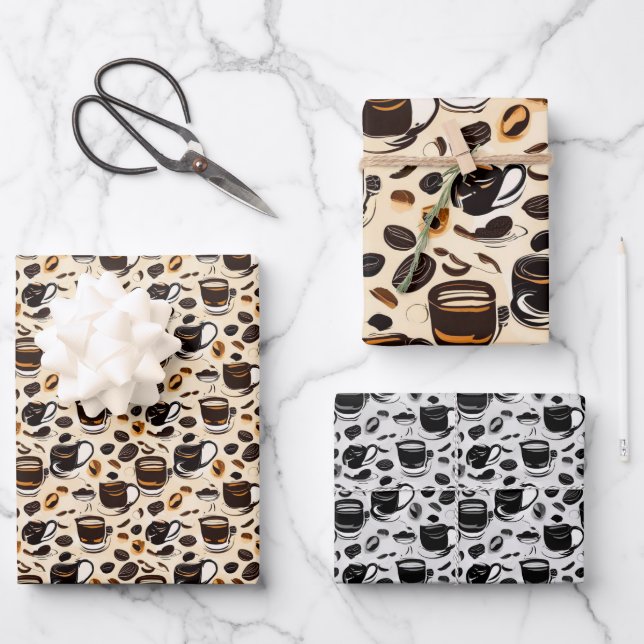 Black Coffee Oil Paint Pattern Personalized  Wrapping Paper Sheets (Front)