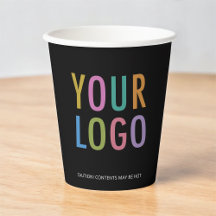 Black Coffee Paper Cups Company Logo Branded 8 oz