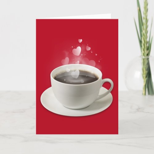 Black Coffee with White Valentine Hearts  Holiday Card