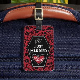 Black Coffin Til Death Heart Goth Just Married Luggage Tag