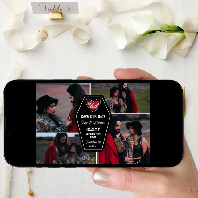 Black Coffin Til Death Heart Goth Photo Save The Date (Front Digital)